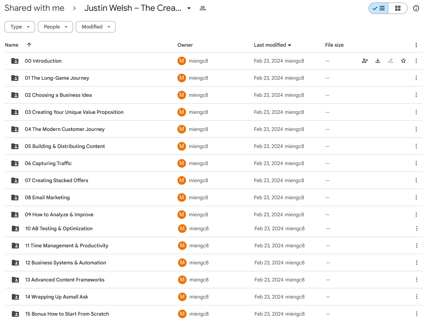 Download Justin Welsh The Creator MBA 